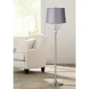 360 Lighting Modern Floor Lamp 62.5" Tall Satin Steel Chrome Crystal Chandelier Light Gray Satin Drum Shade For Living Room Reading Bedroom