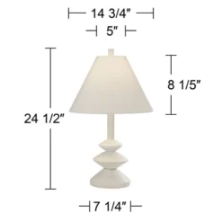 360 Lighting Modern Table Lamps 24 1/2" High Set Of 2 White Sculpture Fabric Cone Shade For Bedroom Living Room House Home Bedside Nightstand Office -360 Lighting Outlet Store GUEST 816bce20 d614 49d0 9ef7 19521f5dc81b