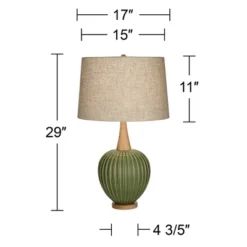 360 Lighting Sevilla 29" Tall Mid Century Modern End Table Lamp Green Ceramic Single Living Room Bedroom Bedside Nightstand House Oatmeal Shade -360 Lighting Outlet Store GUEST 84bdbbfa 0fb5 45d3 9868 83538ca3b859