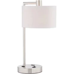 360 Lighting Colby Modern Desk Lamps 21" High Set Of 2 Brushed Nickel With USB And AC Power Outlet In Base White Linen Drum Shade For Bedroom Office -360 Lighting Outlet Store GUEST 86792dc3 db4e 49d0 bc61 cc6c9a1e23d5