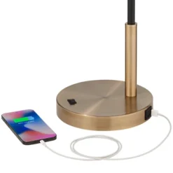 360 Lighting Colborne Modern Mid Century Desk Table Lamp 28" Tall Antique Brass Black With USB Charging Port LED For Bedroom Living Room Bedside Kids -360 Lighting Outlet Store GUEST 86a563e5 0152 41a0 be97 a09f9236d93f