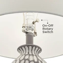 360 Lighting Carlton Modern Table Lamps 28 1/4" Tall Set Of 2 Gray Wash Off White Fabric Drum Shade For Bedroom Living Room Bedside Nightstand Office -360 Lighting Outlet Store GUEST 89972654 ffcd 40a3 95cd 26d0c7caec88