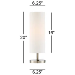 360 Lighting Heyburn Modern Accent Table Lamps 20" High Set Of 2 Brushed Nickel With USB And AC Power Outlet In Base White Cylinder Shade For Desk -360 Lighting Outlet Store GUEST 89d7f214 91dc 4c97 977e 2ec9aade07fd