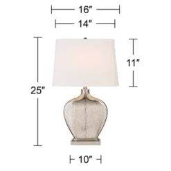 360 Lighting Axel Modern Table Lamps 25" High Set Of 2 Mercury Glass With Dimmers White Fabric Drum Shade For Bedroom Living Room Bedside Nightstand -360 Lighting Outlet Store GUEST 8a146c0f cbac 4a95 92c8 0ddf6bbbc626