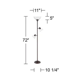 360 Lighting Riley Rustic Farmhouse Torchiere Floor Lamp With Side Lights 72" Tall Painted Bronze Metal Clear Glass Shade For Living Room Reading Home -360 Lighting Outlet Store GUEST 8b7d0437 14cb 4af0 a663 838ef08b04a1