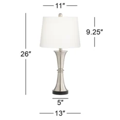 360 Lighting Seymore Modern Table Lamps 26" High Set Of 2 Silver With USB Charging Port LED Touch On Off White Drum Shade For Bedroom Living Room Desk -360 Lighting Outlet Store GUEST 8e426f7e fe56 4e05 ba41 14b46b483e6f