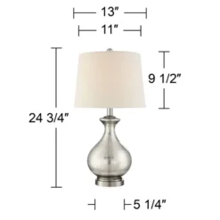 360 Lighting Albert Modern Table Lamp 24 3/4" High Mercury Glass Gourd Oatmeal Drum Shade For Bedroom Living Room Bedside Nightstand Office Kids House -360 Lighting Outlet Store GUEST 90136717 02c2 4e0c adb0 1aa993974e95