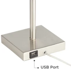 360 Lighting Franco Modern Table Lamps 26 1/2" High Set Of 2 Brushed Nickel With USB Charging Ports White Square Shade For Bedroom Living Room Desk -360 Lighting Outlet Store GUEST 905df376 67af 42ea b2fd 07b1f0a7eb7c