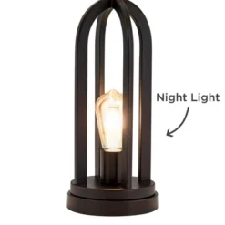 360 Lighting Marcel Industrial Table Lamps 24 1/4" High Set Of 2 Black Metal With USB Port LED Nightlight Peanut Shade For Bedroom Living Room Desk -360 Lighting Outlet Store GUEST 939f96df 1631 4b7a b9ae a792383a37c5