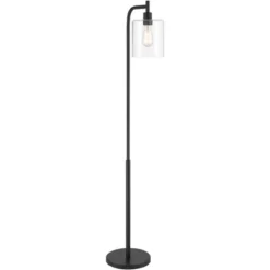 360 Lighting Karis Modern Downbridge Floor Lamp 62 1/2" Tall Matte Black Metal Clear Glass Shade For Living Room Reading Bedroom Office House Home -360 Lighting Outlet Store GUEST 93f27e8b 74ce 42b5 b0b0 dbe4734112bb