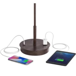 360 Lighting Modern Accent Table Lamp With USB And AC Power Outlet 23 1/2" High Bronze Fabric Drum Shade For Bedroom Living Room House Desk Bedside -360 Lighting Outlet Store GUEST 943b3fba 9a98 4e8e 9706 c63e147e7fb3