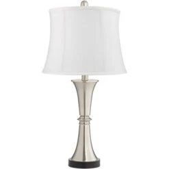 360 Lighting Seymore Modern Table Lamps 26" High Set Of 2 White Softback With USB Charging Port LED Touch On Off Silver Drum Shade For Bedroom Desk -360 Lighting Outlet Store GUEST 9456f6ec c368 45ae 84a3 1ddf157ba4d6