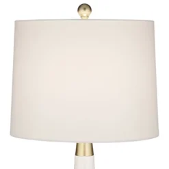 360 Lighting Nesbit Modern Mid Century Table Lamps 25" High Set Of 2 White Ceramic With USB Charging Port Drum Shade For Bedroom Living Room Bedside -360 Lighting Outlet Store GUEST 94ef9369 77ae 49d4 9107 a03625e4ab90