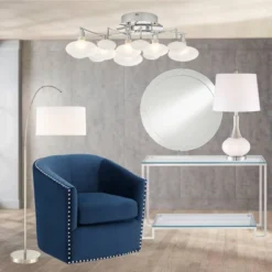 360 Lighting Serrena Modern Accent Table Lamp 23" High White Glass Brushed Nickel Metal With Nightlight Drum Shade For Bedroom Living Room House Home -360 Lighting Outlet Store GUEST 9509894d 9834 4254 97d0 c85cccf24dbe