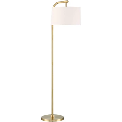 360 Lighting Modern Art Deco Arc Floor Lamp 64" Tall Warm Gold Metal White Fabric Drum Shade For Living Room Reading Family Bedroom Office House Home 6 360 Lighting Modern Art Deco Arc Floor Lamp 64" Tall Warm Gold Metal White Fabric Drum Shade For Living Room Reading Family Bedroom Office House Home - Image 6