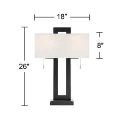 360 Lighting Neil Modern Table Lamp With Clear Riser 26" High Black With USB Charging Port White Rectangular Shade For Bedroom Living Room House Desk -360 Lighting Outlet Store GUEST 95d6b352 f8b3 4101 8dcd 555e9e321bb6