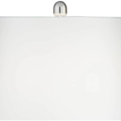 360 Lighting LED Modern Coastal Accent Table Lamps 24 1/2" High Set Of 2 Scalloped White Ceramic Drum Shade For Bedroom Living Room Bedside Nightstand 2 360 Lighting LED Modern Coastal Accent Table Lamps 24 1/2" High Set Of 2 Scalloped White Ceramic Drum Shade For Bedroom Living Room Bedside Nightstand - Image 2