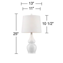 360 Lighting Jane Modern Table Lamps 25" High Set Of 2 White Ceramic Fabric Drum Shade For Bedroom Living Room House Bedside Nightstand Office Family -360 Lighting Outlet Store GUEST 98478706 ef16 4819 8f43 c75de861aeee