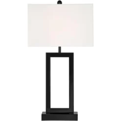 360 Lighting Modern Table Lamp With USB And AC Power Outlet 30" Tall Black Metal White Rectangle Shade For Living Room Bedroom House -360 Lighting Outlet Store GUEST 98c18f3d 80cb 442f 9e67 adec0699ba72