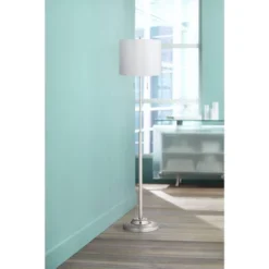 360 Lighting Abba Modern Floor Lamp 66" Tall Brushed Nickel Silver Metal White Hardback Drum Shade For Living Family Room Bedroom Office House Home -360 Lighting Outlet Store GUEST 99737239 f231 4f0e 8c89 d40a95b8995e