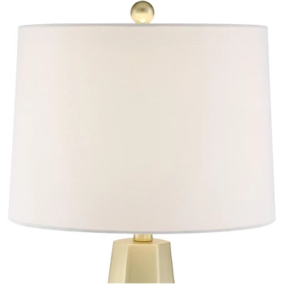 360 Lighting Julie Modern Table Lamps 27 1/2" Tall Set Of 2 Faux Marble Gold Tapered Column Fabric Drum Shade For Bedroom Living Room Bedside Office 2 360 Lighting Julie Modern Table Lamps 27 1/2" Tall Set Of 2 Faux Marble Gold Tapered Column Fabric Drum Shade For Bedroom Living Room Bedside Office - Image 2