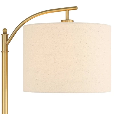 360 Lighting Modern Downbridge Floor Lamp 61 1/2" Tall Warm Gold Metal Off-White Linen Drum Shade For Living Room Reading Bedroom 2 360 Lighting Modern Downbridge Floor Lamp 61 1/2" Tall Warm Gold Metal Off-White Linen Drum Shade For Living Room Reading Bedroom - Image 2