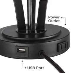 360 Lighting Heather Modern Accent Table Lamps Set Of 2 With Square Risers 22 1/2" High Iron USB And AC Power Outlet In Base Off White Glass For Desk -360 Lighting Outlet Store GUEST 9f17b08b ef43 4728 8974 0133a1d5cfc3