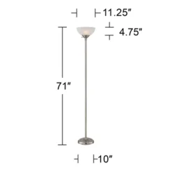 360 Lighting Maddox Modern Torchiere Floor Lamp 71" Tall Satin Nickel Silver Metal Alabaster Glass Shade For Living Room Bedroom Office House Home -360 Lighting Outlet Store GUEST a0047fa0 6c59 4489 88e9 354319fdff4d