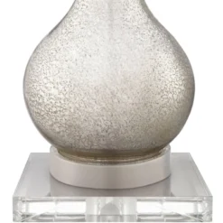 360 Lighting Ledger Modern Accent Table Lamps Set Of 2 With Square Risers 22 3/4" High Mercury Glass USB Port Dimmers Off-White Shade For Office Desk -360 Lighting Outlet Store GUEST a10dd7ab deb1 45b9 a69c 8ec04500fd3e