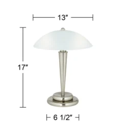 360 Lighting Deco Modern Accent Table Lamp 17" High Brushed Steel Touch On Off White Glass Dome Shade For Bedroom Bedside Nightstand Office Family -360 Lighting Outlet Store GUEST a14d70b2 4bc8 4819 97eb c87ec392f7f2