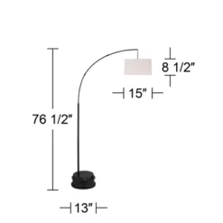 360 Lighting Cora Modern Arc Floor Lamp With Riser 76 1/2" Tall Black Metal White Linen Drum Shade For Living Room Reading Bedroom Office House Home -360 Lighting Outlet Store GUEST a26aed92 536a 4e80 8f28 6134e6c82f42