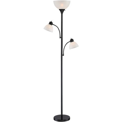 360 Lighting Bingham Modern Torchiere Floor Lamp With Side Lights 71 1/2" Tall Black Metal White Shade For Living Room Reading Bedroom Office House 7 360 Lighting Bingham Modern Torchiere Floor Lamp With Side Lights 71 1/2" Tall Black Metal White Shade For Living Room Reading Bedroom Office House - Image 7