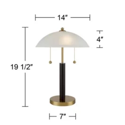 360 Lighting Mid Century Modern Desk Lamp 19 1/2" High Brown Wood White Frosted Glass Dome Shade For Bedroom Living Room Office -360 Lighting Outlet Store GUEST a5761f0f ef05 4fa8 b53d b55078e4844a