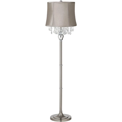 360 Lighting Modern Floor Lamp Standing 62 1/2" Tall Brushed Nickel Silver Crystals Taupe Gray Drum Shade For Living Room Bedroom Office House Home 1 360 Lighting Modern Floor Lamp Standing 62 1/2" Tall Brushed Nickel Silver Crystals Taupe Gray Drum Shade For Living Room Bedroom Office House Home