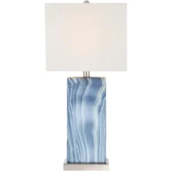 360 Lighting Connie Modern Table Lamps 25" High Set Of 2 Blue Faux Marble With USB Charging Port Table Top Dimmers White Shade For Bedroom Office Desk -360 Lighting Outlet Store GUEST a950faa6 056a 46be 9811 86795f4bb7e4