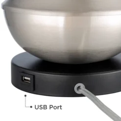 360 Lighting Simon Modern Accent Table Lamps Set Of 2 21" High Silver With USB Charging Port White Glass Dome Shade For Bedroom Living Room House Desk -360 Lighting Outlet Store GUEST ac880428 e392 4a76 93c3 8f3613f1f037