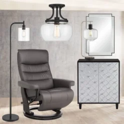 360 Lighting Karis Modern Downbridge Floor Lamp 62 1/2" Tall Matte Black Metal Clear Glass Shade For Living Room Reading Bedroom Office House Home -360 Lighting Outlet Store GUEST adf0ddbd b5dc 4a89 9d78 0f346a74e890