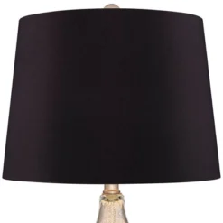 360 Lighting Castine Modern Accent Table Lamps 22" High Set Of 2 Mercury Glass With USB Charging Port Black Faux Silk Shade For Bedroom Bedside Desk -360 Lighting Outlet Store GUEST aea15a16 479c 499b 9943 2a59055ce137
