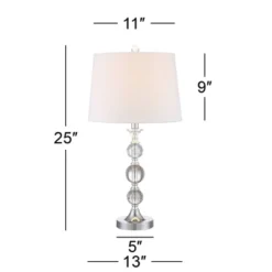 360 Lighting Solange Modern Table Lamps 25" High Set Of 2 Stacked Crystal Glass Silver White Tapered Drum Shade For Bedroom Living Room Nightstand -360 Lighting Outlet Store GUEST aebd4aca c95d 4e9a 818c 2118dfe94156