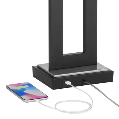 360 Lighting Neil Modern Rustic Table Lamp 26" High Black Metal With USB Charging Port White Rectangular Shade For Bedroom Living Room Bedside Desk 3 360 Lighting Neil Modern Rustic Table Lamp 26" High Black Metal With USB Charging Port White Rectangular Shade For Bedroom Living Room Bedside Desk - Image 3