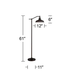 360 Lighting Kayne Rustic Farmhouse Floor Lamp Standing 61" Tall Satin Bronze Metal Downbridge Shade For Living Room Reading Bedroom Office House Home -360 Lighting Outlet Store GUEST b2fa0ce1 d747 4f04 81fc 138ff7fd7fc4