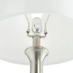 360 Lighting Karl Modern Table Lamps 27 1/2" Tall Set Of 2 Brushed Nickel With USB And Outlet White Drum Shade For Bedroom Living Room House Bedside -360 Lighting Outlet Store GUEST b3279e5f 7d96 44c0 9545 ae96556e681a