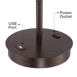 360 Lighting Modern Accent Table Lamp With USB And AC Power Outlet 23 1/2" High Bronze Fabric Drum Shade For Bedroom Living Room House Desk Bedside -360 Lighting Outlet Store GUEST b3e9411d 4c23 4f75 96f4 cac9058e6543