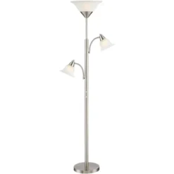 360 Lighting Jordan Modern Torchiere Floor Lamp With Side Lights 71 1/2" Tall Brushed Nickel Alabaster Glass Shade For Living Room Reading Bedroom -360 Lighting Outlet Store GUEST b5b43b80 fd91 400f ac23 47424eb75b00