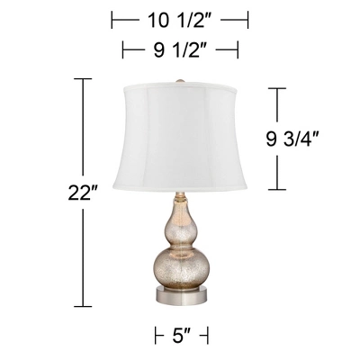 360 Lighting Castine Modern Accent Table Lamps 22" High Set Of 2 Mercury Glass With USB Charging Port White Softback Shade For Living Room House Desk 5 360 Lighting Castine Modern Accent Table Lamps 22" High Set Of 2 Mercury Glass With USB Charging Port White Softback Shade For Living Room House Desk - Image 5