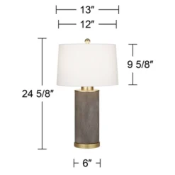 360 Lighting Gilson Modern Table Lamps 24 1/2" High Set Of 2 Gray Glaze Ceramic White Drum Shade For Bedroom Living Room Bedside Nightstand Office -360 Lighting Outlet Store GUEST b762e2c2 0acb 4491 b7ec 750936875cc4