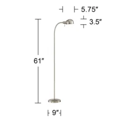 360 Lighting Modern Task Floor Lamp With USB Charging Port 61" Tall Satin Nickel Adjustable Gooseneck Arm For Living Room Reading -360 Lighting Outlet Store GUEST b816dd9a 5ee9 41ca b5c7 d5cc39357a9e