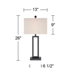 360 Lighting Aston 26" High Open Rectangle Modern Table Lamp Black Finish Metal Single Off-White Shade Living Room Bedroom Bedside Nightstand House -360 Lighting Outlet Store GUEST ba82a53f bbfe 4055 bc0e ae810958cc78