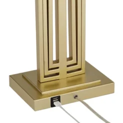 360 Lighting Sonia Modern Table Lamps 29 1/2" Tall Set Of 2 Gold Metal With Dual USB Charging Ports White Rectangular Shade For Bedroom Living Room -360 Lighting Outlet Store GUEST bae6c04b 06cd 4518 9bbd f577f73b94ab