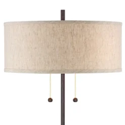 360 Lighting Modern Accent Table Lamp With USB And AC Power Outlet 23 1/2" High Bronze Fabric Drum Shade For Bedroom Living Room House Desk Bedside -360 Lighting Outlet Store GUEST bbac2bb6 1a02 41fa 91fd a33d37eea144